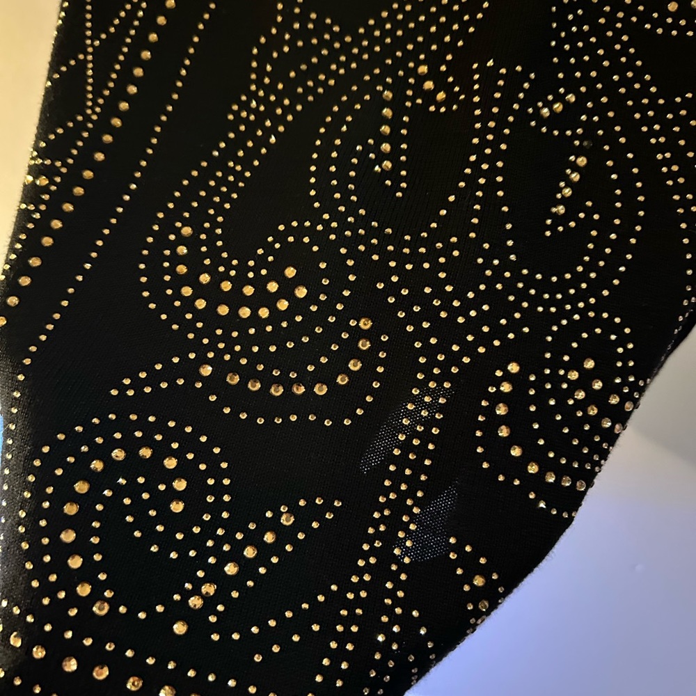 SAY WHAT • Black Sweater w/Gold Rhinestone Dress • sz L • - Picture 6 of 9
